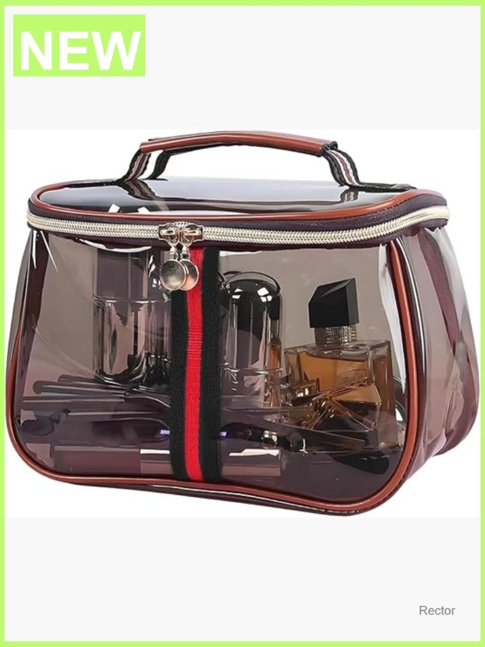 Retro Vintage Clear Toiletry Bag with Handle - Large Capacity